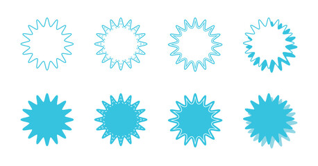 シンプルな丸みのあるギザギザした形 吹き出し セット