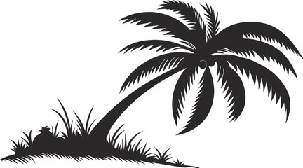 Obraz premium Black Palm Tree Silhouette Icons for Tropical Design | Palm Tree Silhouettes Set for Summer and Beach Art | Tropical Palm Tree Clipart Collection | Palm Tree Outline Icons for Travel