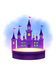 Fototapeta premium Podium at Purple Castle Cartoon