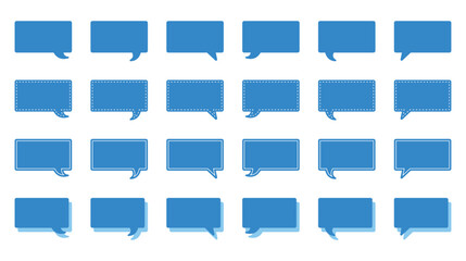 シンプルな四角形の吹き出し セット