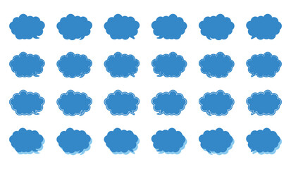 シンプルな丸みのある雲形 吹き出し セット