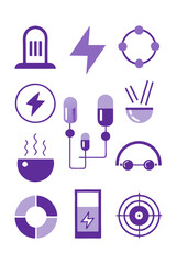 Illustration Set of Energy, Food, Connection and Targets