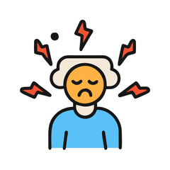 Person with headache and anxiety or stress icon
