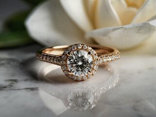 Elegant wedding ring featuring a brilliant diamond.