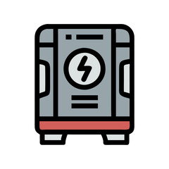Electrical panel icon with red, gray, white colors