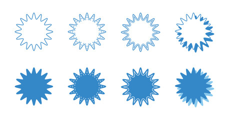 シンプルな丸みのあるギザギザした形 吹き出し セット