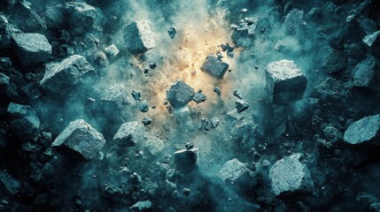 Explosive rock destruction