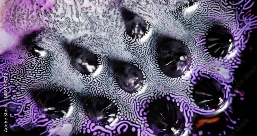 Wall mural microscopic shot of alcohol inks mixing and swirling, creating a mesmerizing display of patterns, sh