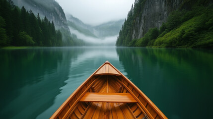 Front of boat on serene turquoise water