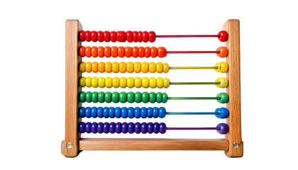 Colorful wooden abacus for educational play isolated on solid white Background