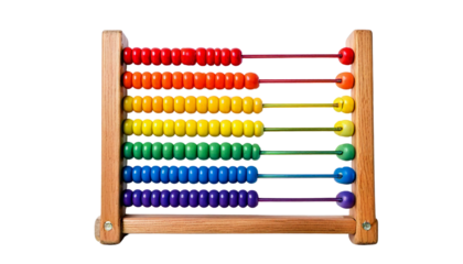 Colorful wooden abacus for educational play isolated on solid white Background
