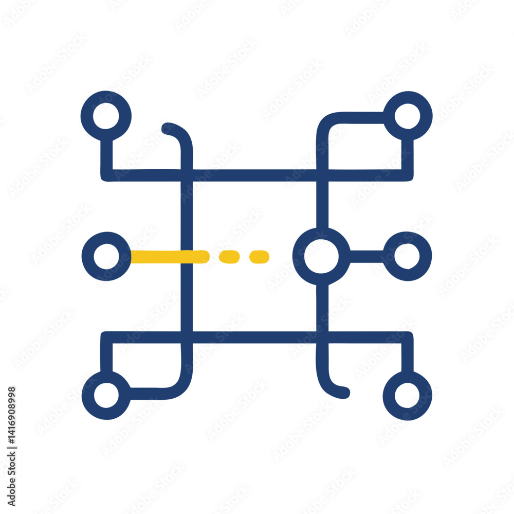 Poster abstract network connection concept with path highlighted route
