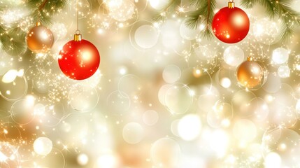 Festive Christmas background with glittering ornaments
