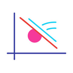 Abstract Chart with Pink Circle and Colored Lines