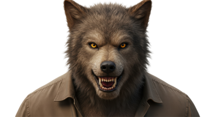 Isolated Portrait of a Frightening Werewolf Creature