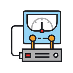 Electrical tester tool icon illustration on black background
