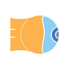 Eye prosthesis color flat icon for digital and print projects.