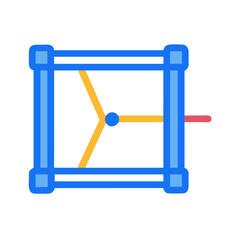 Geometric Square with Internal Spokes Icon on Black