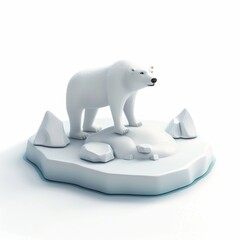 Fototapeta premium Polar bear stands vigil on a small ice floe.