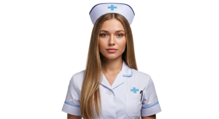 Isolated Portrait of a Beautiful Young Nurse with Blond Hair