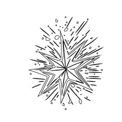 Obraz premium Doodle of a Star with Rays and Bubbles