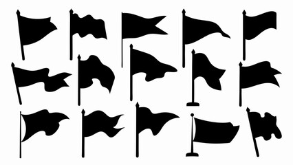 Fototapeta premium set of flag silhouette vector on white background