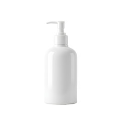 White Glossy Pump Bottle on Transparent Background
