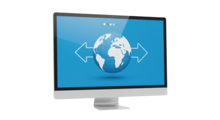 Isolated Global Network on Computer Screen with Arrows