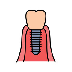 dental implant color flat icon for digital and print projects.