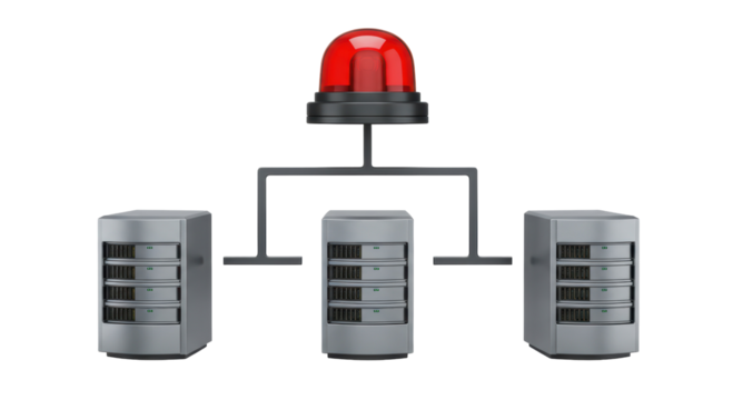 Isolated Server Network with Alert System and Red Siren
