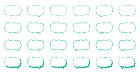 シンプルな細長い雲形 吹き出し セット