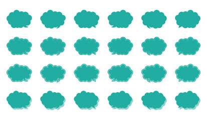 シンプルな丸みのある雲形 吹き出し セット