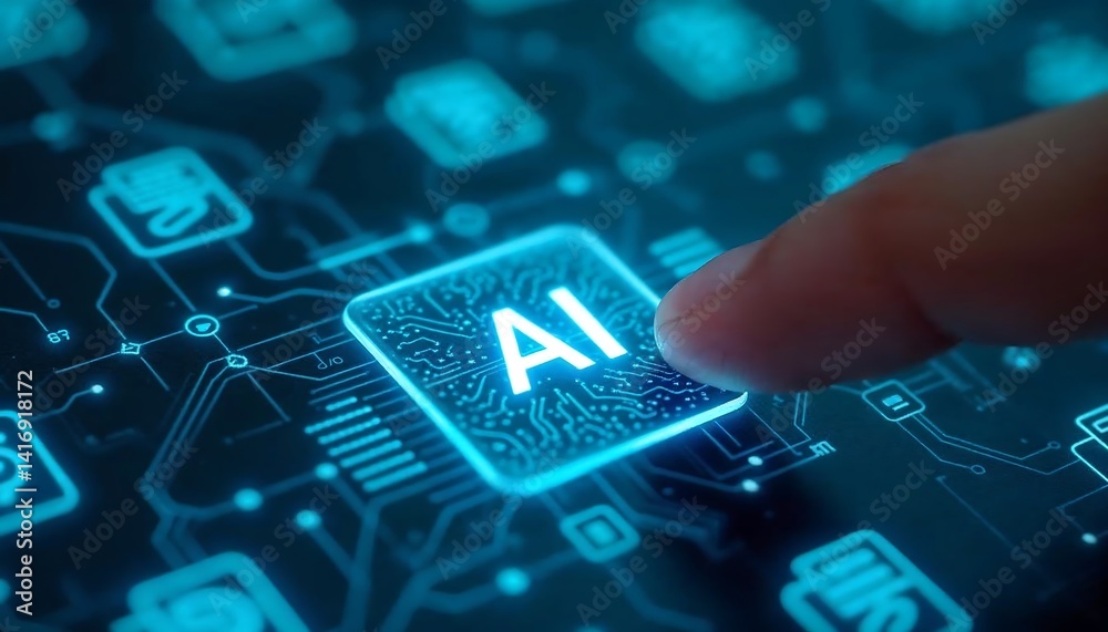 Wall mural ai technology revolutionizing business using laptop and advanced computing