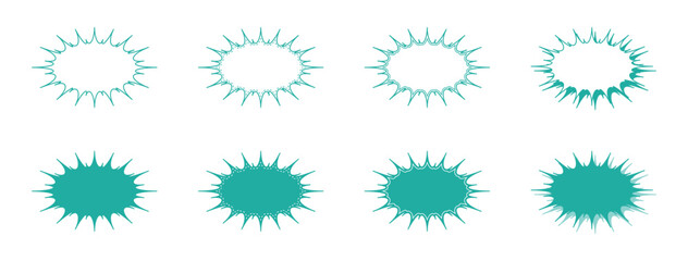 シンプルな細長いギザギザした形 吹き出し セット