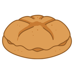 Bannock canada traditional bread food snack flat color vector illustration template design
