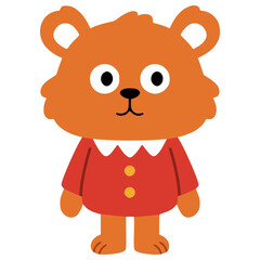 cute bear cartoon character wearing costume flat color vector illustration template design