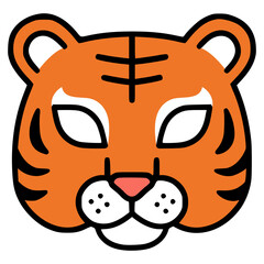tiger mask carnival party celebration birthday flat color vector illustration template design