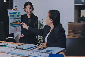 Business analyze,Close up Business people meeting to discuss the situation on the market. Business Financial Concept