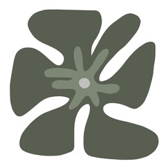 green pastel colour flowers hand drawn isolated on white background. flowers in the style of doodle.