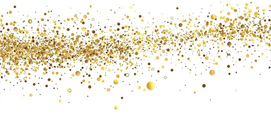 A scattering of gold confetti on a white background