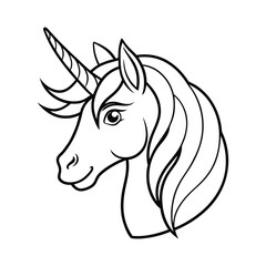 Magical Unicorn Line Art Illustration with Elegant Flowing Mane