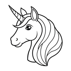 Magical Unicorn Line Art Illustration with Elegant Flowing Mane