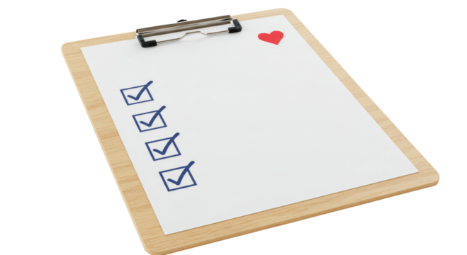 Isolated Checklist Clipboard with Heart - Powered by Adobe