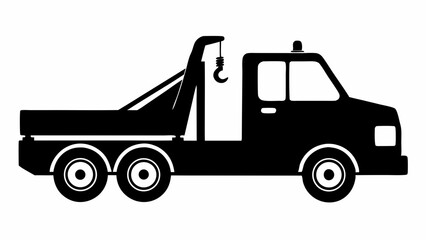 Tow truck silhouette black on white background