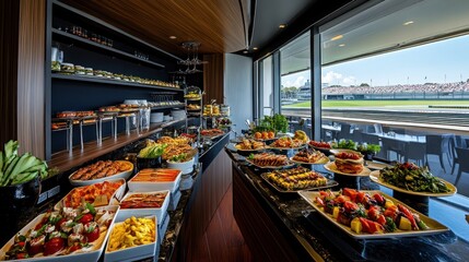 Buffet breakfast with stadium view