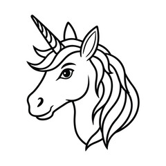 Magical Unicorn Line Art Illustration with Elegant Flowing Mane