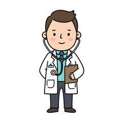Friendly doctor smiling with clipboard and stethoscope  