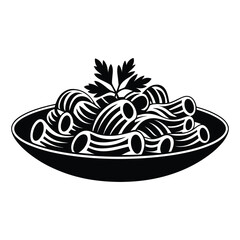Pasta Silhouette, Vector, Icon, Logo, White Background.