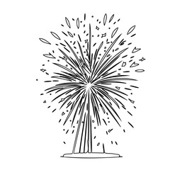 Fototapeta premium Hand Drawn Festive Fireworks Vector Illustration