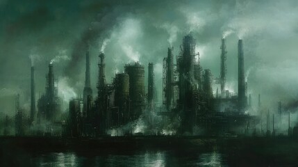 Obraz premium industrial oil and gas company view at refinery plant form industry harbour factory industry